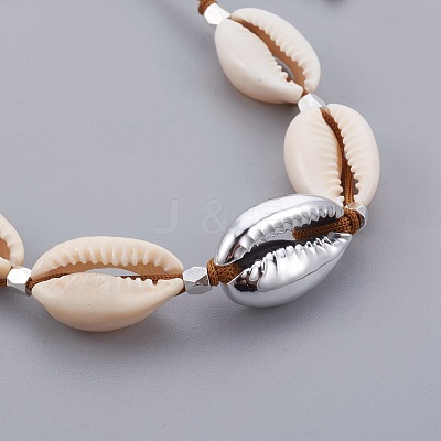 Cowrie Shell Beads Braided Bead Bracelets BJEW-JB04042-1