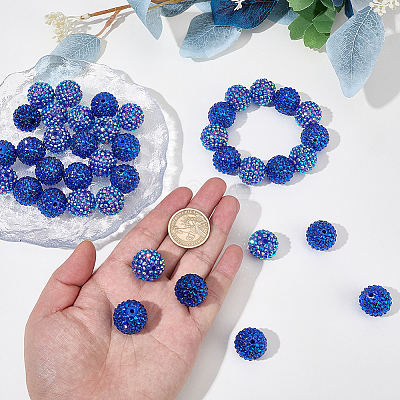 40Pcs 2 Styles Transparent Resin Rhinestone Graduated Beads RESI-BM0001-13-1