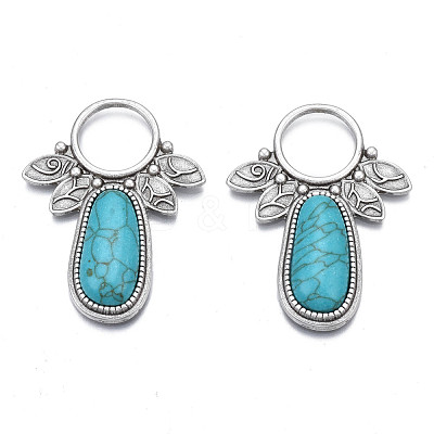 Synthetic Turquoise Cabochon Settings for Enamel PALLOY-N157-029-1