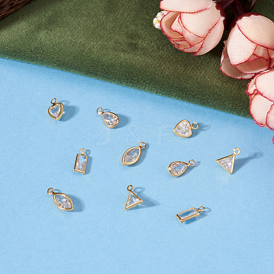 10Pcs 5 Styles Brass Cubic Zirconia Pendants KK-TADJ0001-30B-1