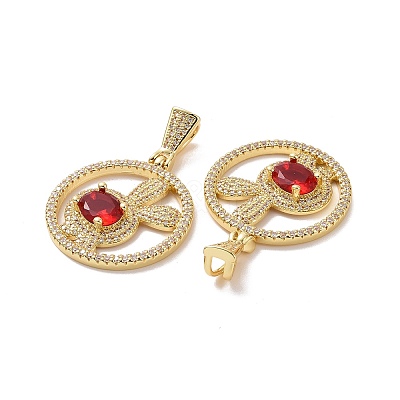 Brass Micro Pave Cubic Zirconia Pendants ZIRC-F134-26G-03-1