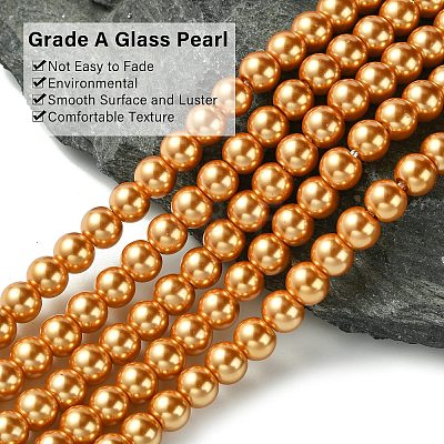 Eco-Friendly Dyed Glass Pearl Beads Strands HY-A008-6mm-RB094-1