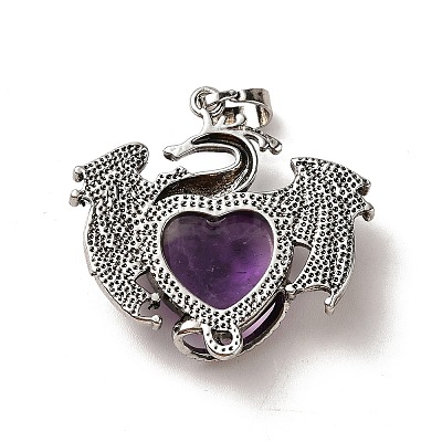 Natural Amethyst Heart Pendants KK-K331-01AS-08-1