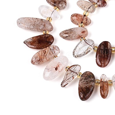 Natural Black Gold Rutilated Quartz Beads Strands G-Z091-A29-1