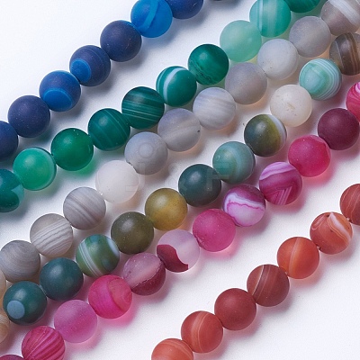 Natural Grade A Striped Agate/Banded Agate Beads Strands G-E478-10mm-1