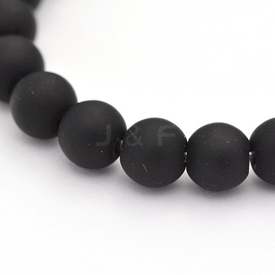 Dyed & Heated Natural Black Agate Beads Strands G-P088-14-8mm-1