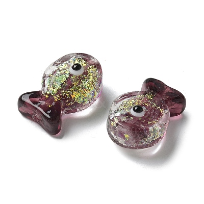 Handmade Foil Lampwork Fish Beads FOIL-Z001-01H-1