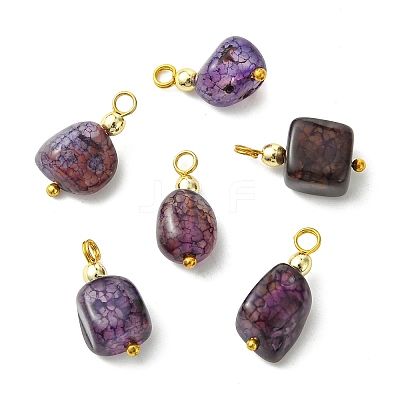 Natural Agate(Dyed & Heated) Tumbled Stone Pendants PALLOY-JF05540-02-1