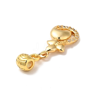 Rack Plating Brass Micro Pave Clear Cubic Zirconia Pendants ZIRC-H125-09G-1