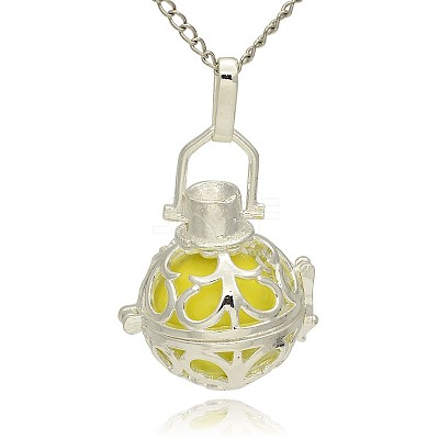 Silver Color Plated Brass Hollow Round Cage Pendants LS-KK-J235-10S-1