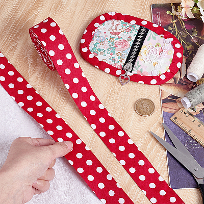 Polka Dot Printed Polyester Double Fold Bias Tape OCOR-WH0036-34B-1