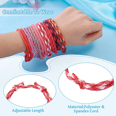 32Pcs 8 Styles Polyester & Spandex Cord Braided Bead Bracelets BJEW-TAC0065-1