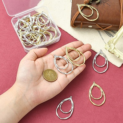 20Pcs 2 Colors Alloy Pendants Cadmium Free ENAM-YW0006-45-1