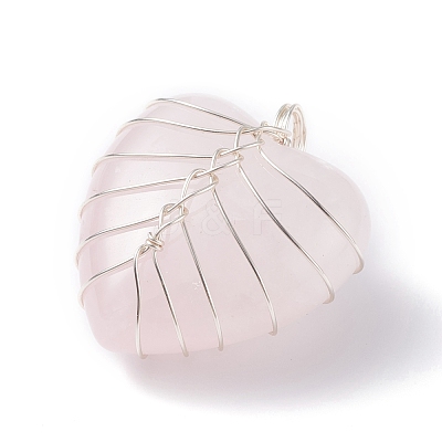 Natural Rose Quartz Pendants PALLOY-JF01283-01-1