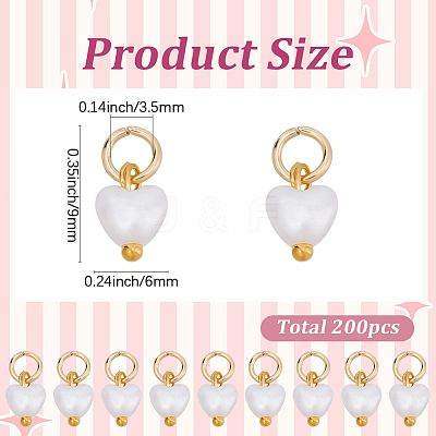 200Pcs Heart ABS Imitation Pearl Pendants PALLOY-BM00021-1
