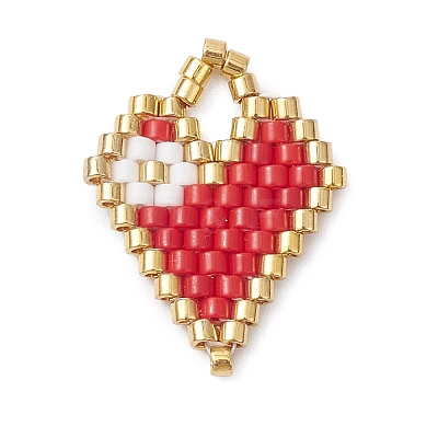 Beaded Heart Charms PALLOY-MZ01147-01-1