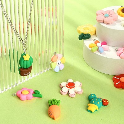 28Pcs 14 Styles Opaque Resin Pendants RESI-CJ0002-54-1