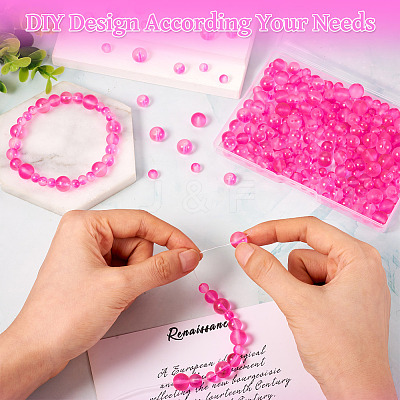 300Pcs Frosted Transparent Glass Beads GLAA-TA0002-78B-1