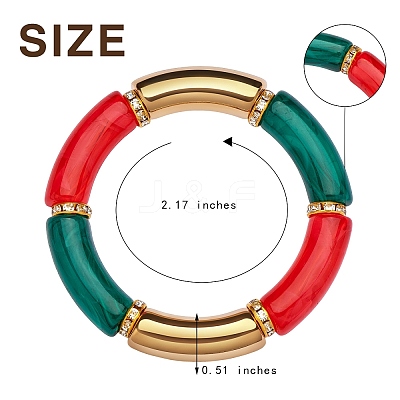 5Pcs 5 Colors Acrylic Curved Tube Stretch Bracelets Set BJEW-SW00069-1