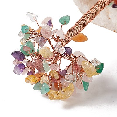 Natural Gemstone Chips and Natural Quartz Crystal Pedestal Display Decorations DJEW-G027-12RG-02-1