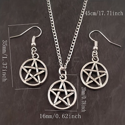 Hollow Out Star Alloy Pendant Necklaces & Dangle Earrings Sets FS-WG345ED-01-1
