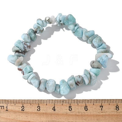 Natural Larimar Beaded Stretch Bracelets BJEW-JB02680-01-1