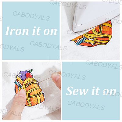 14Pcs 7 Styles Back to School Polyester Clothing Patches PATC-CY0001-54A-1