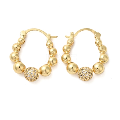 Brass Micro Pave Clear Cubic Zirconia Hoop Earrings EJEW-G399-02G-1