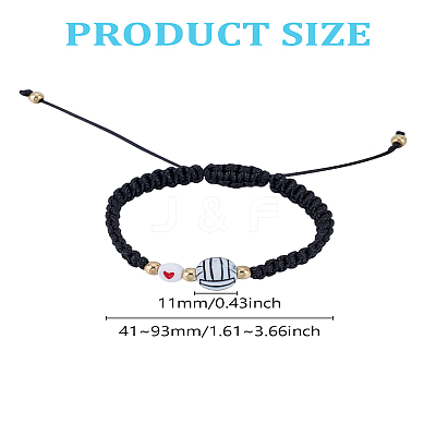1Pc Sport Theme Acylic & Alloy Braided Bead Bracelets BJEW-LP0003-23A-1