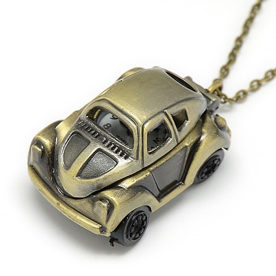 Alloy Car Pendant Necklace Quartz Pocket Watch X-WACH-N011-05-1