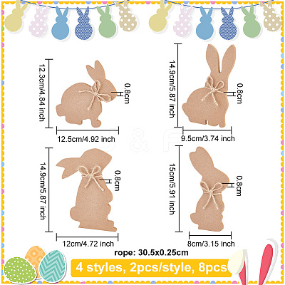 8 Sets 4 Style DIY Easter Wood Pendant Decorations DJEW-OC0001-42-1