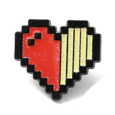 Zeld Pixel Heart Alloy Brooches JEWB-I032-05EB-02-1