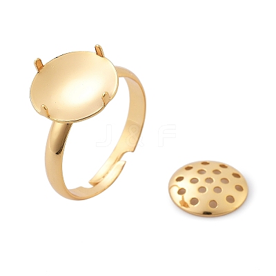 Brass Adjustable Ring Findings KK-K382-15A-G-1
