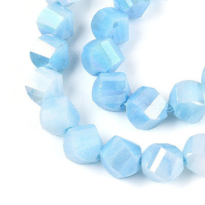 Anti-Tarnish Electroplate Glass Beads Strands GLAA-T025-8mm-14B-1