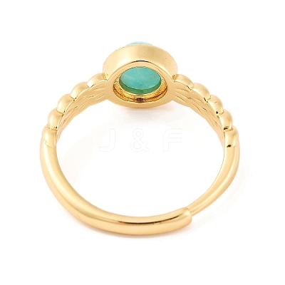 Round Natural Amazonite Adjustable Rings RJEW-Q817-03G-01-1