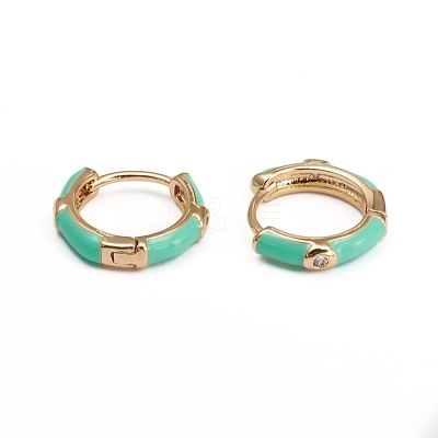 Brass Micro Pave Clear Cubic Zirconia Huggie Hoop Earrings EJEW-I240-02E-1