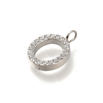 304 Stainless Steel Micro Pave Cubic Zirconia Pendants STAS-H228-06P-O-1