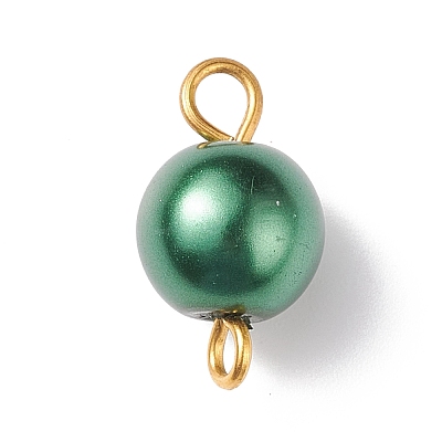 Glass Imitation Pearl Connector Charms PALLOY-JF01881-03-1