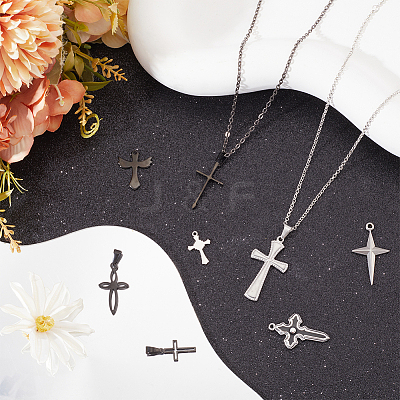 8Pcs 8 Styles 304 Stainless Steel Pendants STAS-SC0009-08-1