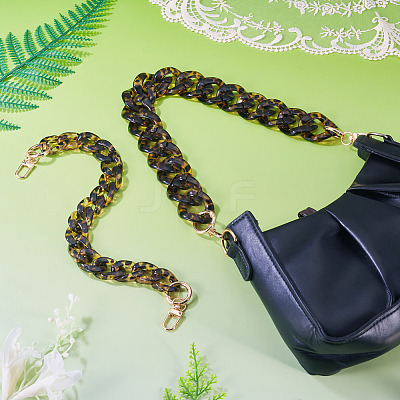 2Pcs 2 Styles Acrylic Leopard Print Curb Chain Purse Chains FIND-TA0009-67-1