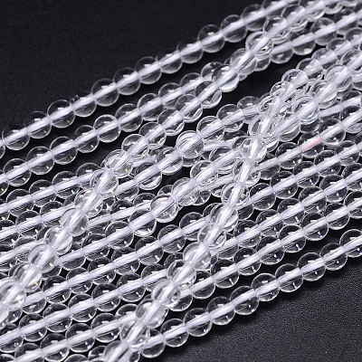 Round Natural Grade A Quartz Crystal Bead Strands X-G-H1648-6mm-01N-A-1