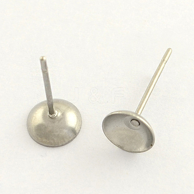 Tarnish Resistant 304 Stainless Steel Post Stud Earring Findings STAS-R063-48-1