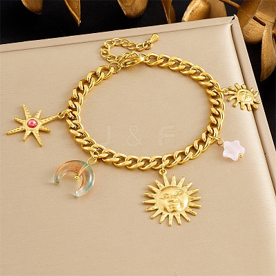 304 Stainless Steel Acrylic Charm Bracelets BJEW-G761-01G-1