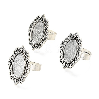 Vintage Adjustable Iron Finger Ring Components Alloy Cabochon Bezel Settings PALLOY-Q300-09AS-NR-1