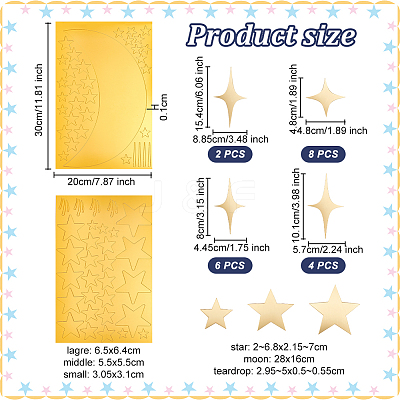 Star Acrylic Mirror Wall Stickers DIY-PH0017-37A-1