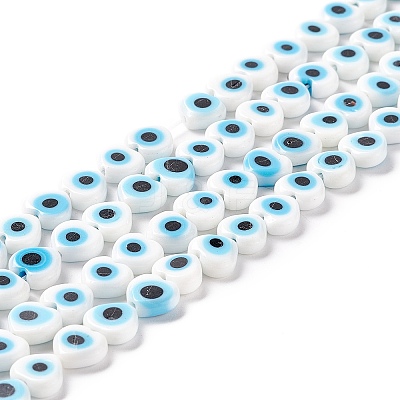 Handmade Evil Eye Lampwork Beads Strands LAMP-F023-B06-1