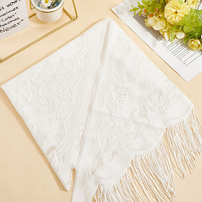 Lace Flower Detachable Polyester Shawl AJEW-WH20072-43B-1