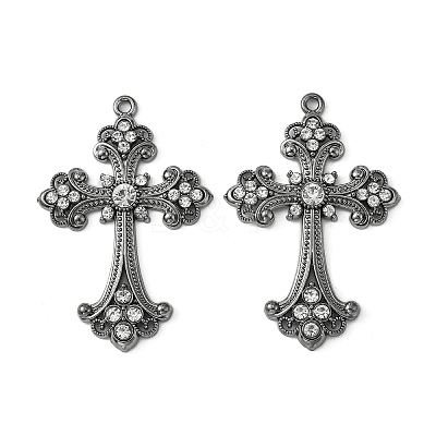 Alloy Rhinestone Cross Big Pendants ALRI-1475-B-RS-1