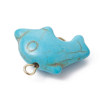 Synthetic Turquoise Connector Charms PALLOY-JF02372-02-1
