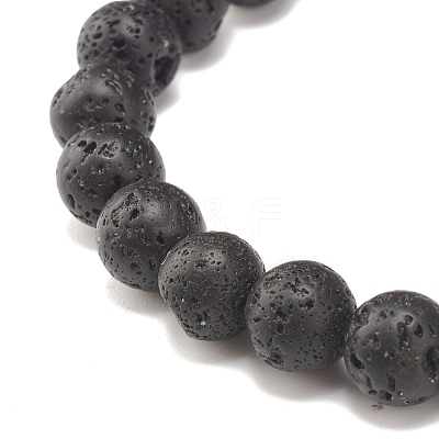 Natural Pearl & Lava Rock Beaded Stretch Bracelet BJEW-JB07760-1